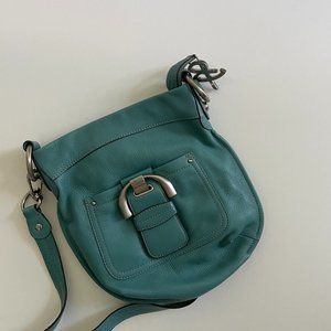 B Makowsky turquoise leather cross body purse